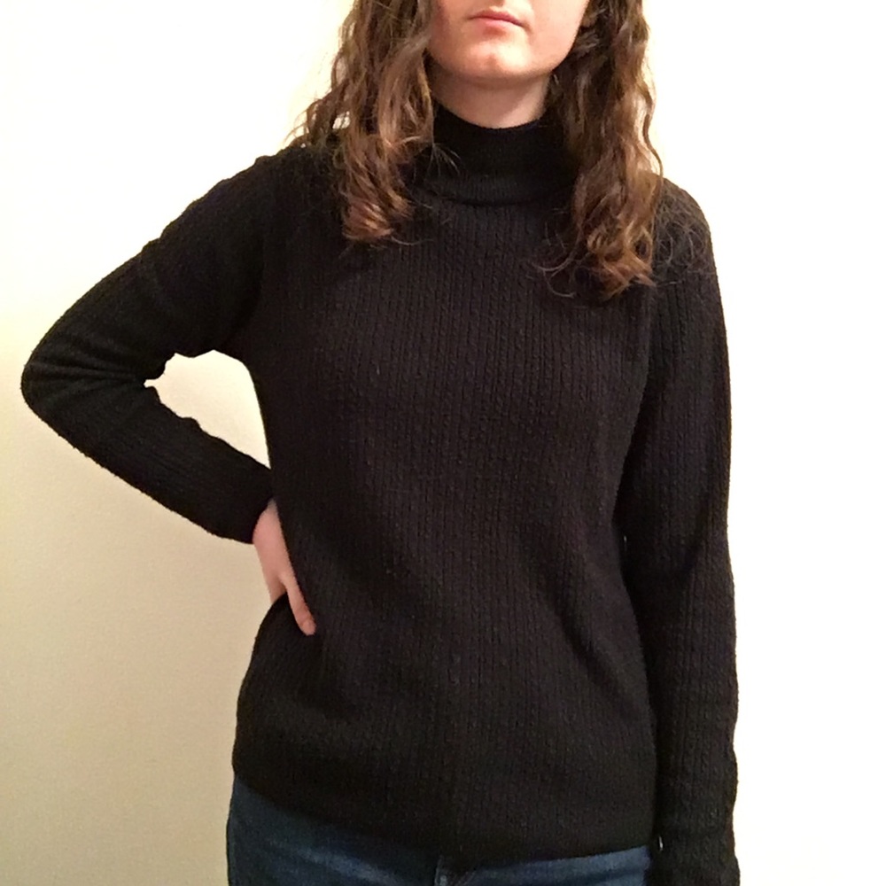 Black Knit Turtleneck Sweater